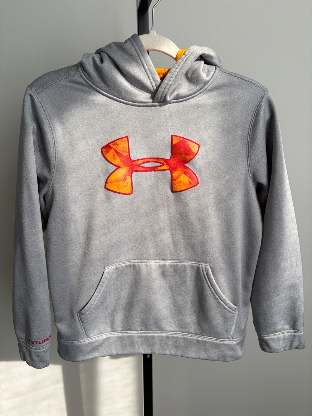 Under Armour Gray Hoodie with Orange-Red Logo